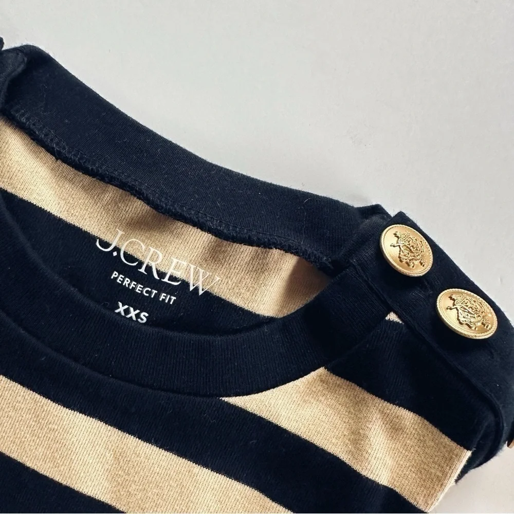 J.Crew Stripe Perfect Fit Long Sleeve Top With Shoulder Buttons
